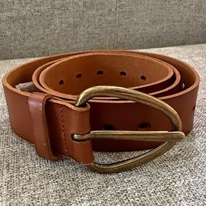 Women's Tan Leather Belt with Brass Buckle Size XL